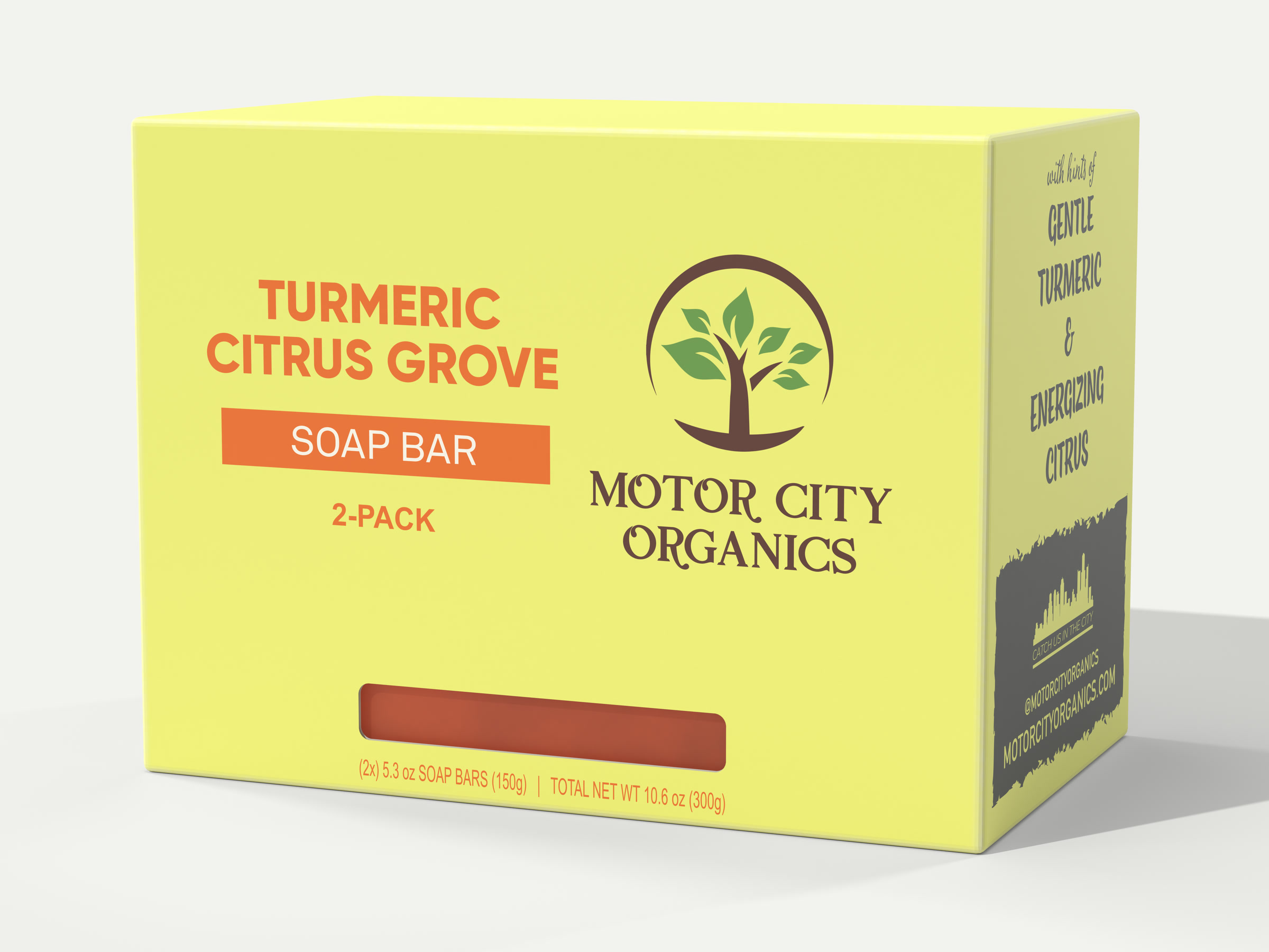 Turmeric Citrus Grove Bar Soap 2-Pack, Three quarter
